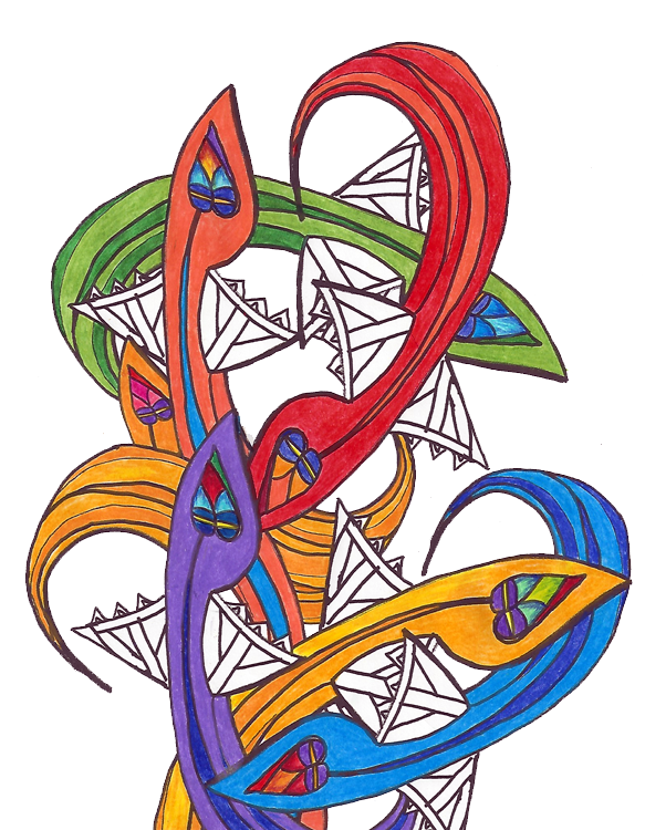 Snake Tangle - Color Pencil by Greg Morrow - Fish Out of Water