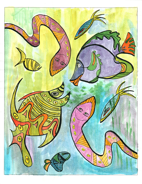 Lips Happy - Water Color by Nina Berson - Fish Out of Water