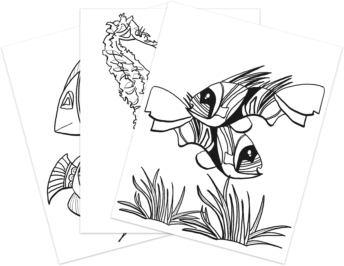 Fish Out of Water Coloring Book - Sample Pages